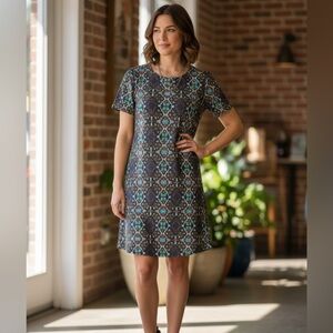 Boho-Chic Perfection: Anthropologie Everly Dress Geometric Print Southwest M